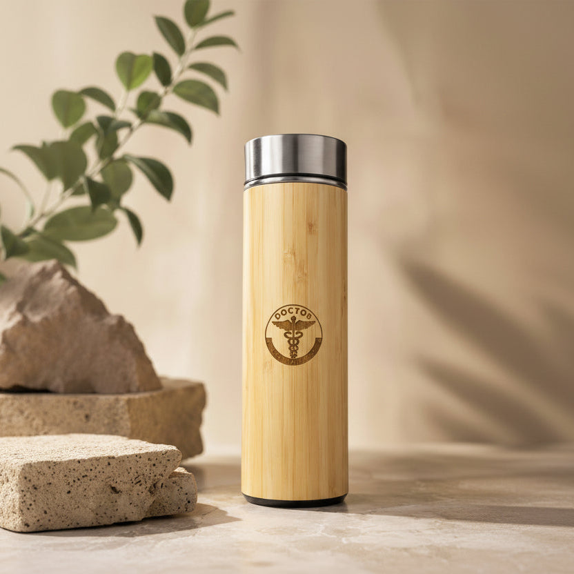 Premium Doctor Engraved Bamboo Bottle