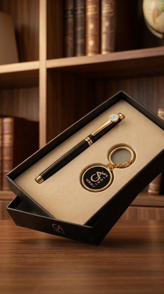 Premium Chartered Accountant Signature Pen Golden & Keychain