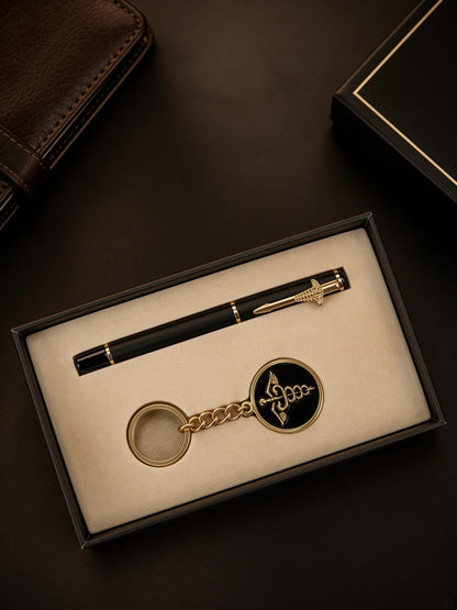 Premium Doctor Signature Pen Golden & Keychain