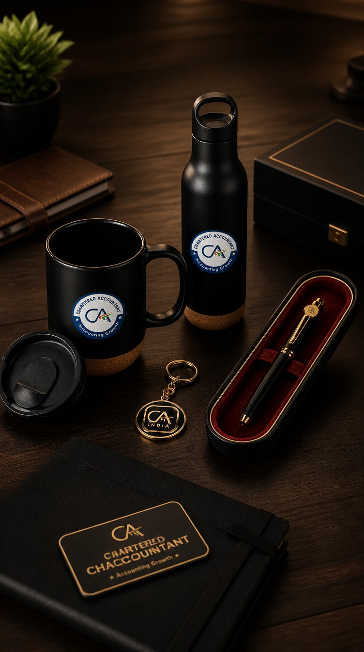 Premium Chartered Accountant Gift Set with Golden Keychain (Set of 4)