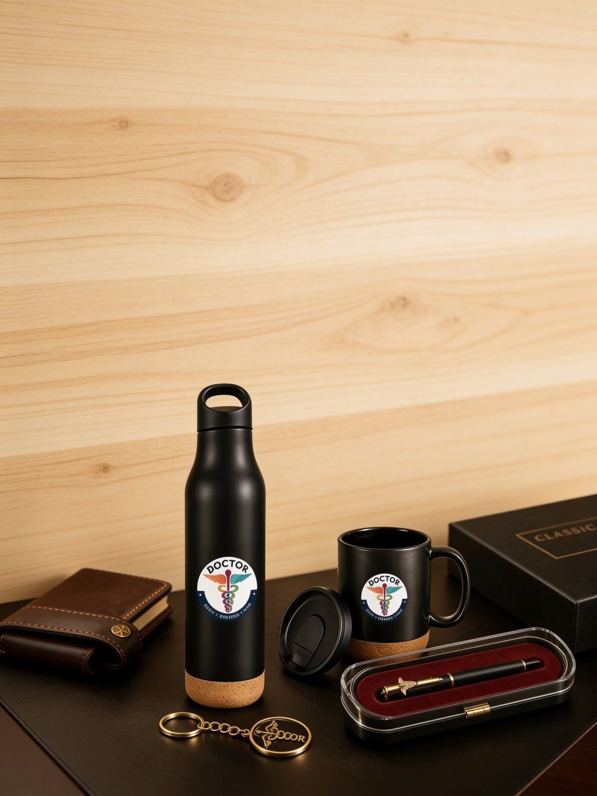 Premium Doctor Gift Set with Golden Keychain (Set of 4)