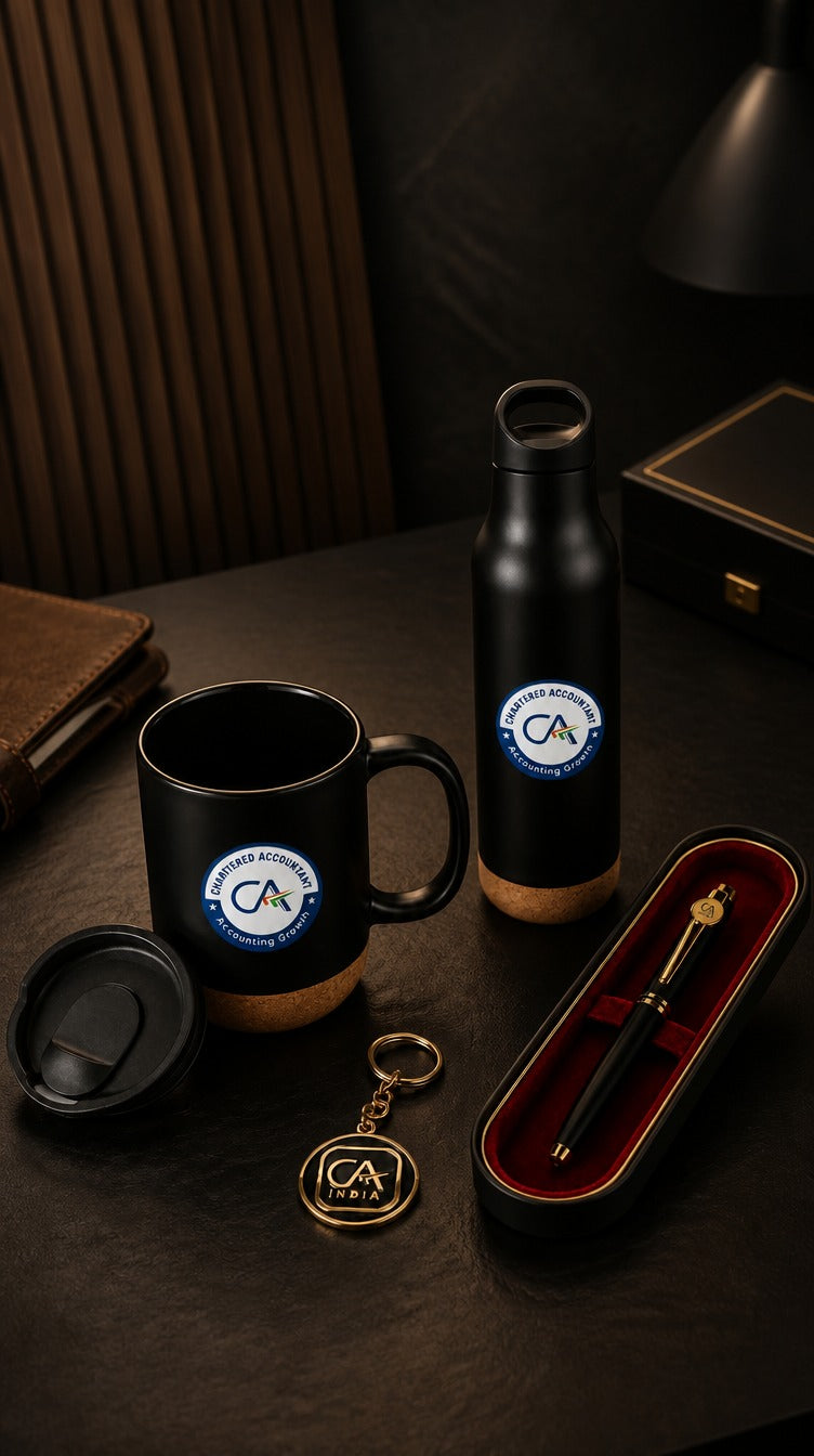 Premium Chartered Accountant Gift Set with Golden Keychain (Set of 4)