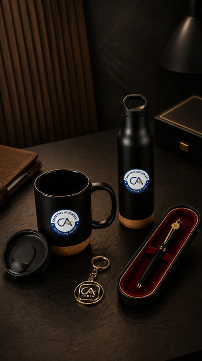 Premium Chartered Accountant Gift Set with Golden Keychain (Set of 4)