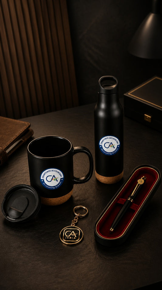 Premium Chartered Accountant Gift Set with Golden Keychain (Set of 4)