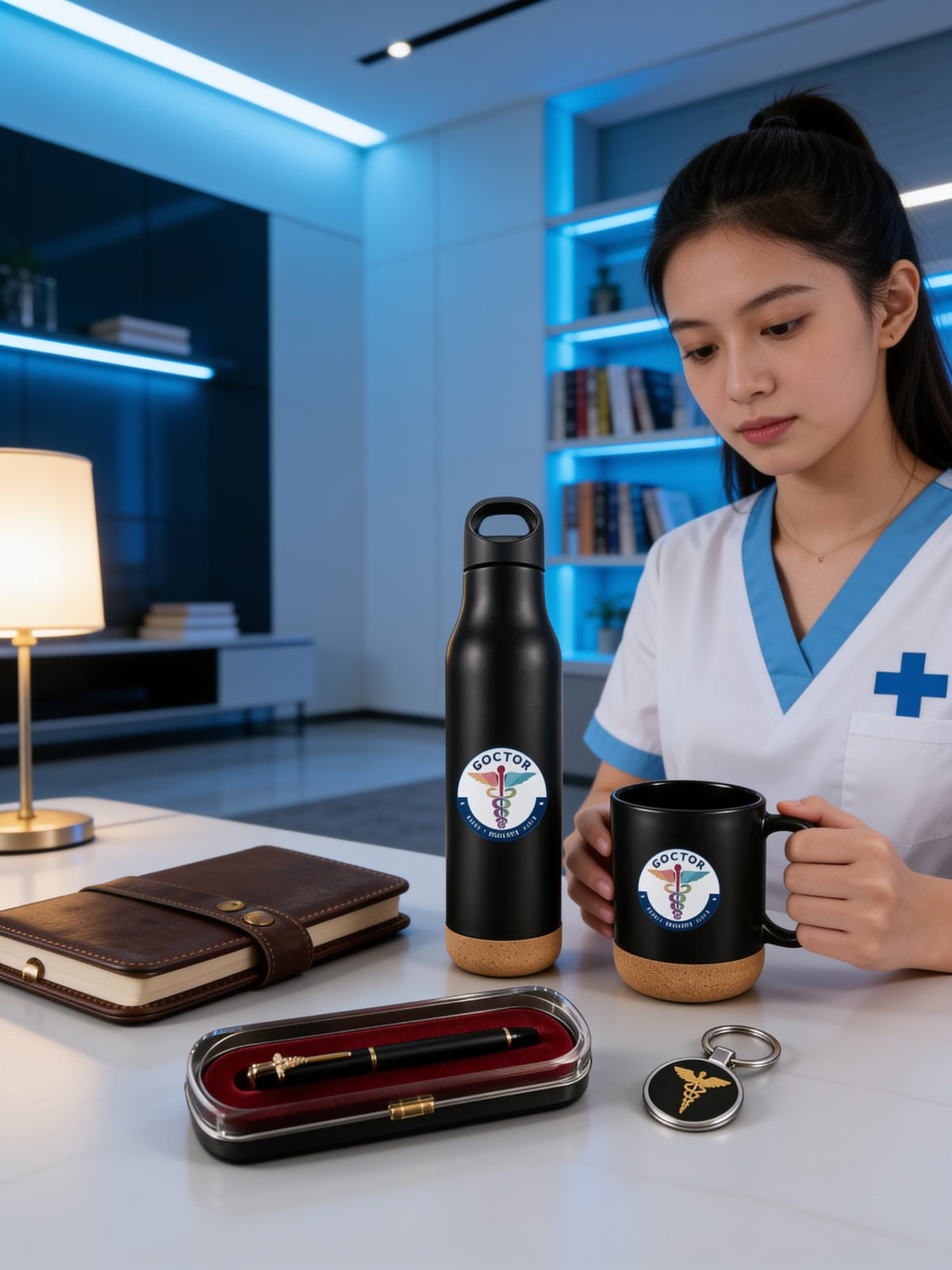 Premium  Doctor Gift Set with Silver Keychain (Set of 4)
