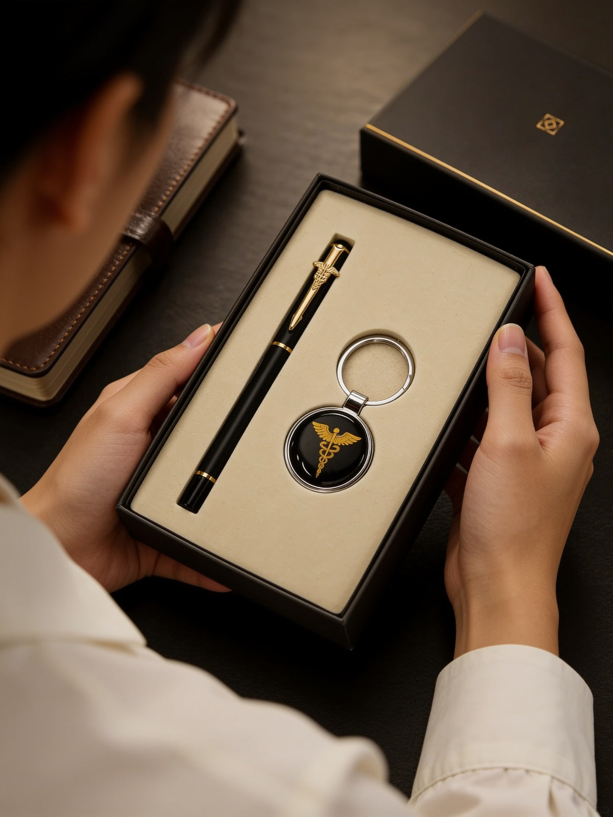 Premium Doctor Signature Pen Silver & Keychain
