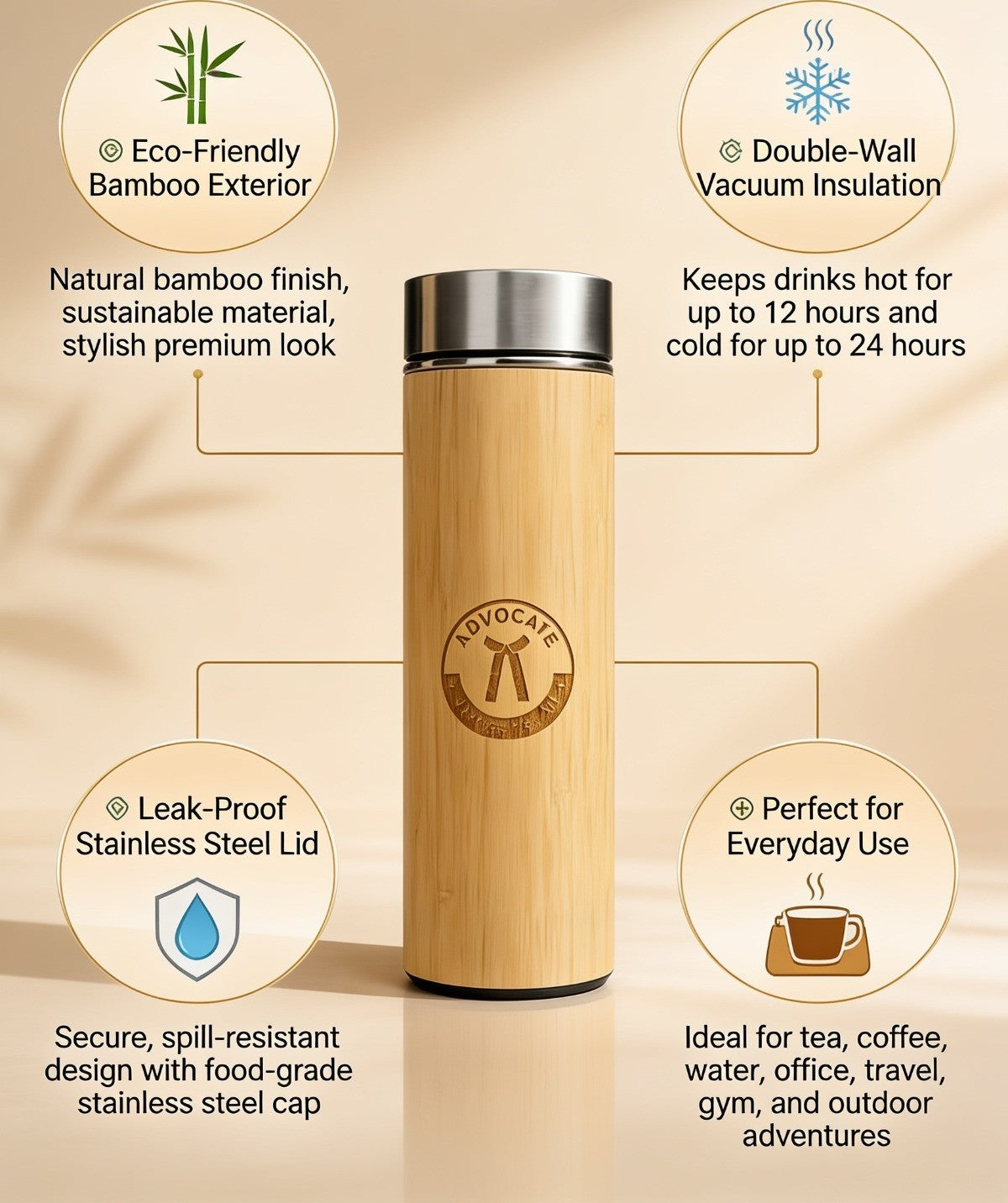 Premium  Advocate Engraved Bamboo Bottle