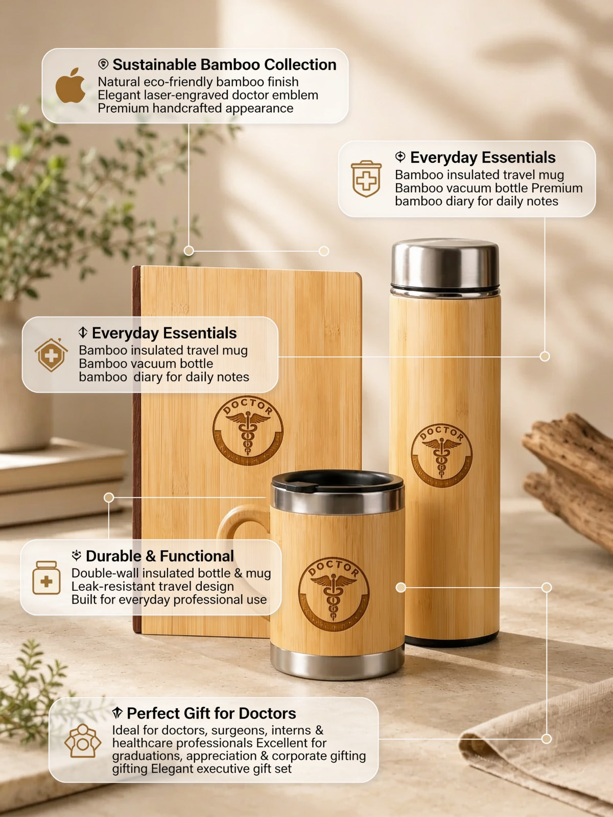 Premium Doctor Eco - Friendly Bamboo Gift Set (Set 3)