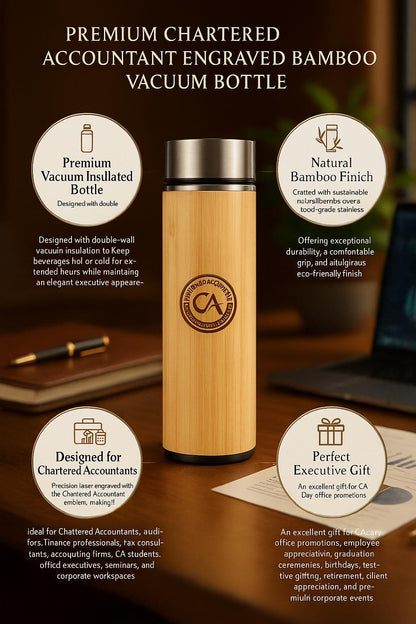 Premium  Chartered Accountant Engraved Bamboo Bottle