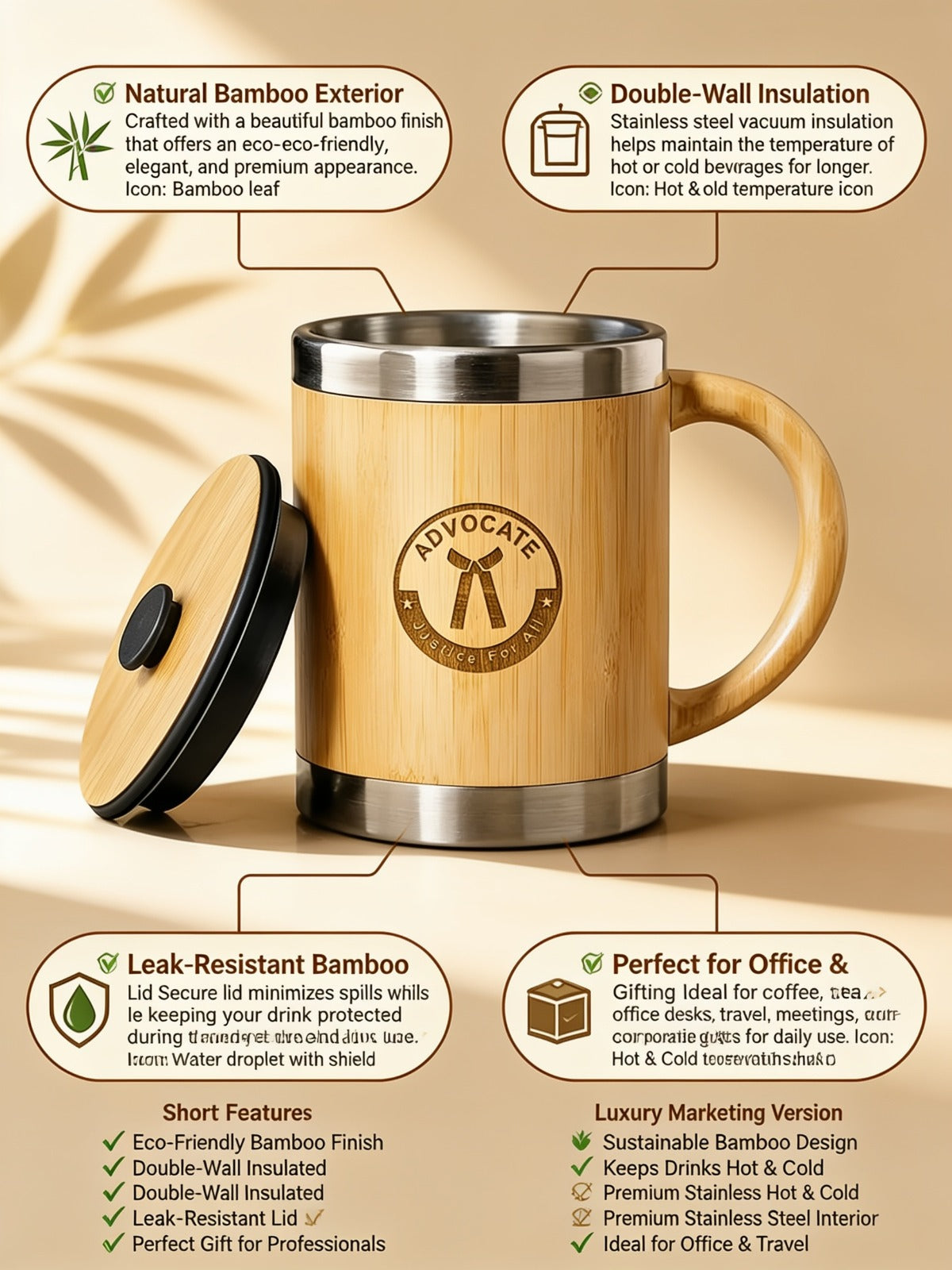 Premium Advocate Engraved Bamboo Mug