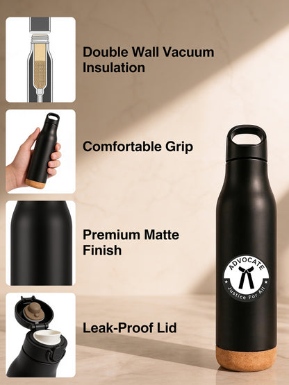 Premium  Advocate Matt Black Stainless Steel Bottle