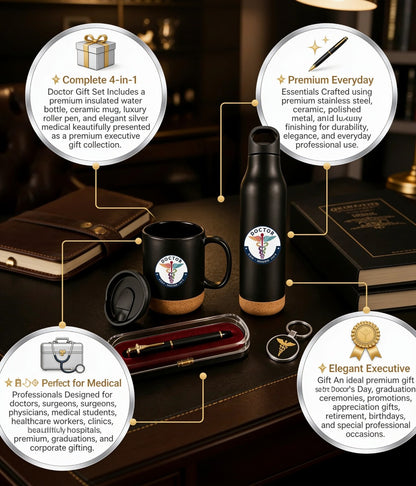 Premium  Doctor Gift Set with Silver Keychain (Set of 4)