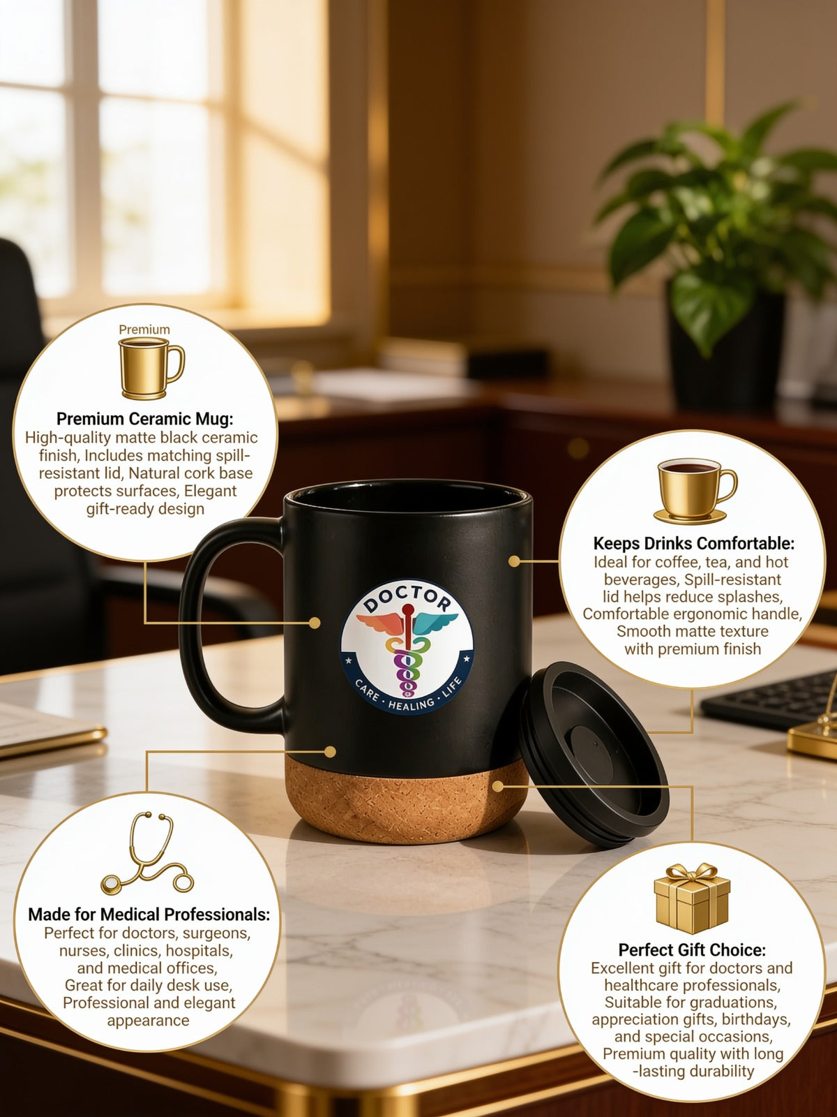 Premium  Doctor Matt Black Ceramic Mug