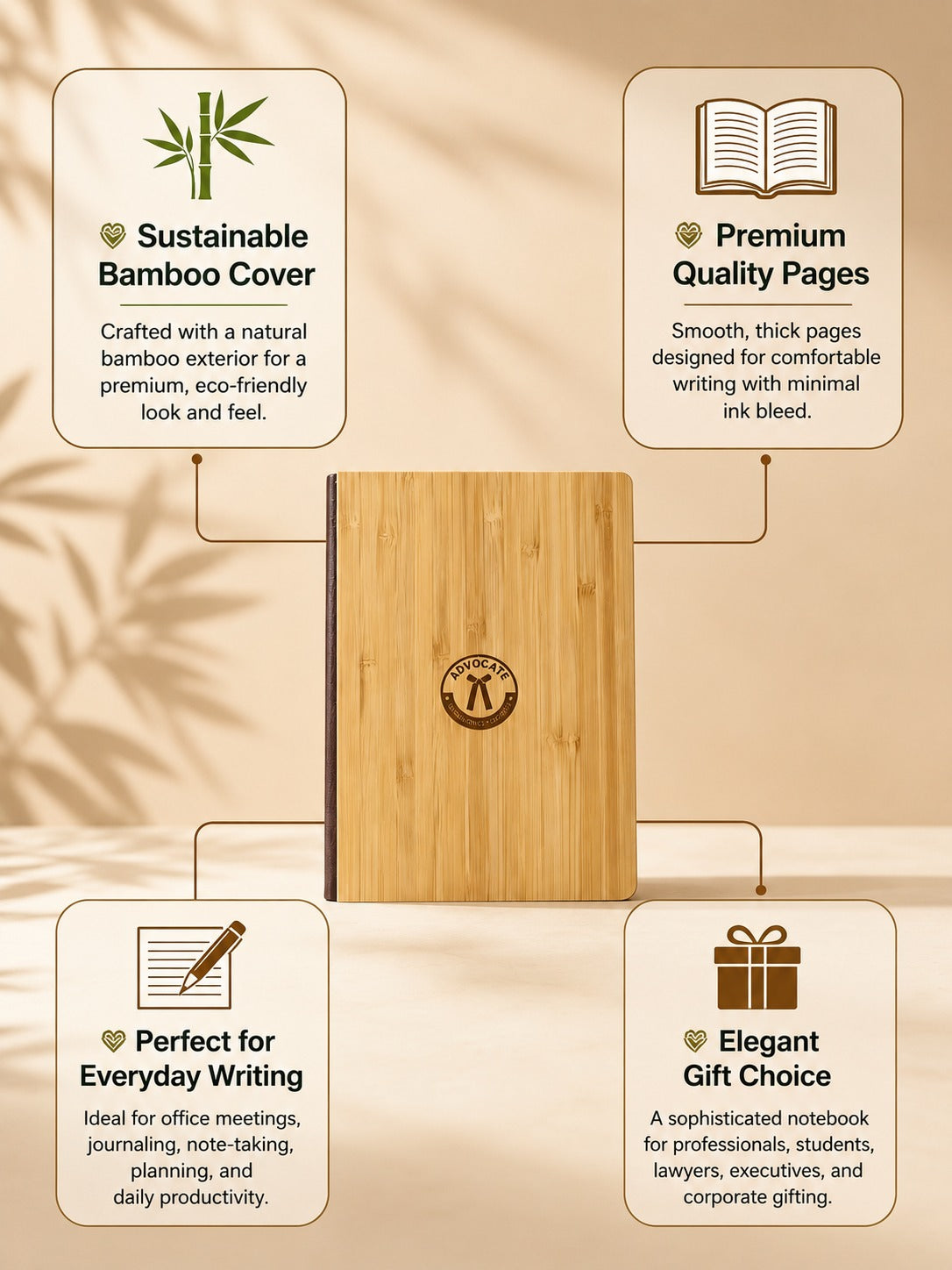 Premium  Advocate Engraved Bamboo Notebook