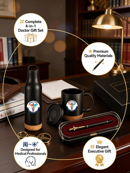 Premium Doctor Gift Set with Golden Keychain (Set of 4)