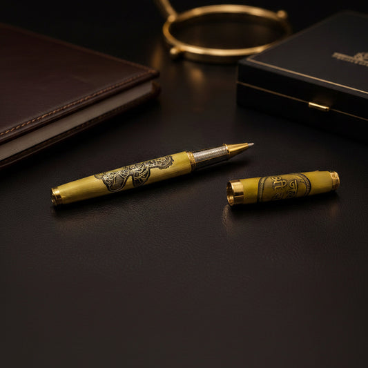Hanuman Ji Carved Premium Roller Gold Pen