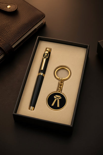 Premium Advocate Signature Pen Golden & Keychain