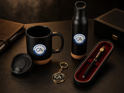Premium Chartered Accountant Gift Set with Golden Keychain (Set of 4)