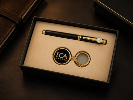 Premium Chartered Accountant Signature Pen Golden & Keychain