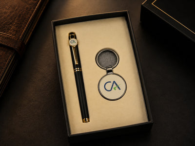 Premium Chartered Accountant Signature Pen Silver & Keychain