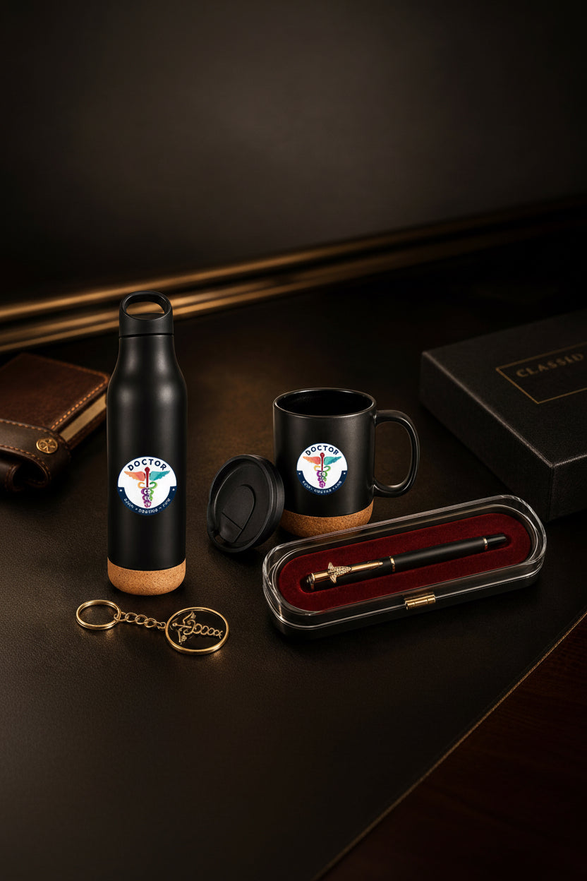 Premium Doctor Gift Set with Golden Keychain (Set of 4)