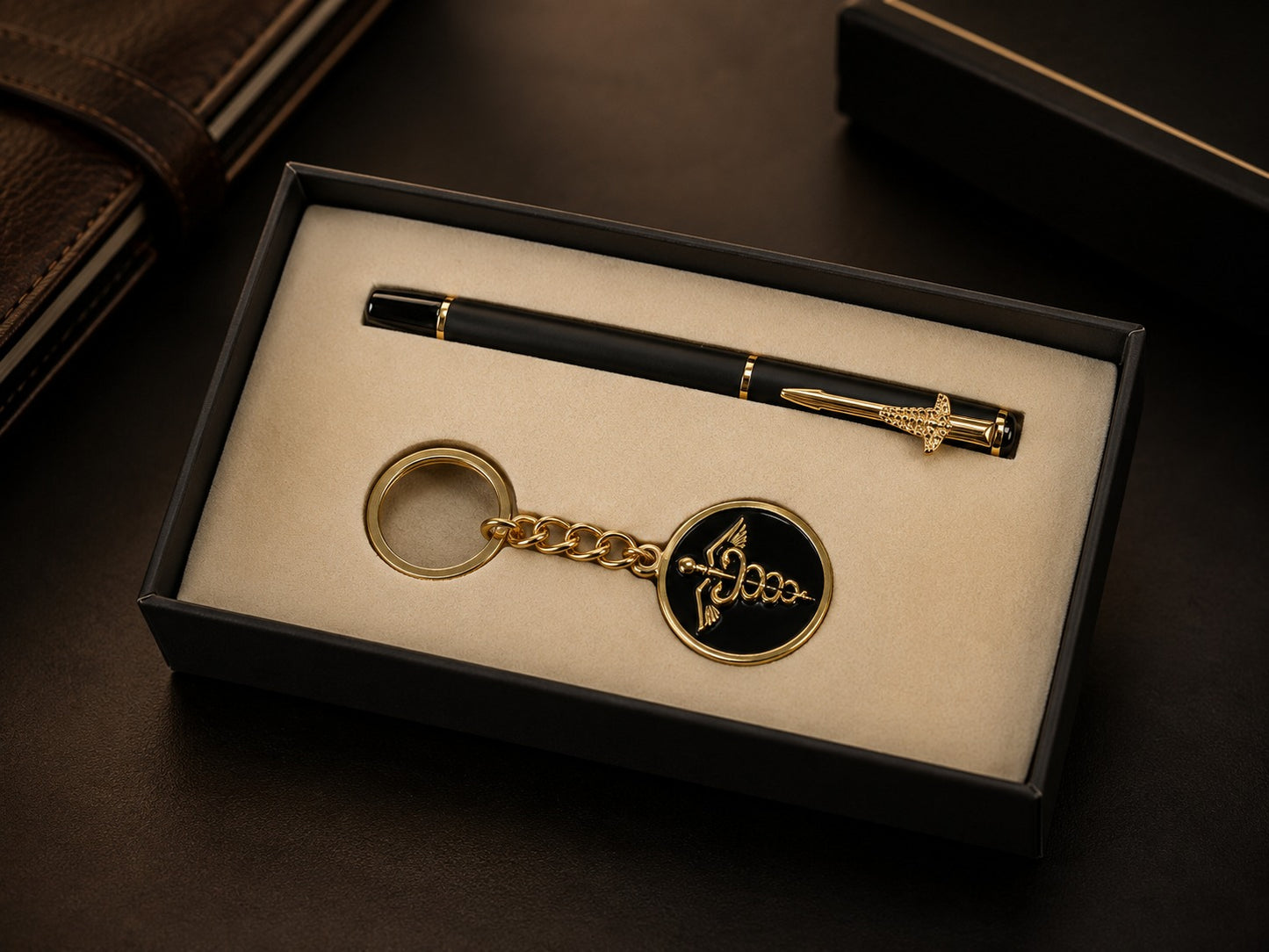Premium Doctor Signature Pen Golden & Keychain