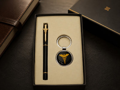 Premium Doctor Signature Pen Silver & Keychain