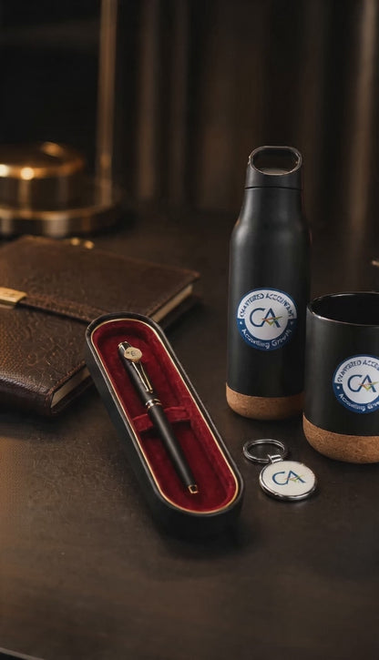 Premium  Chartered Accountant Gift Set with Silver Keychain (Set of 4)