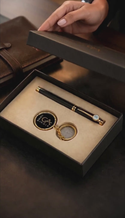 Premium Chartered Accountant Signature Pen Golden & Keychain