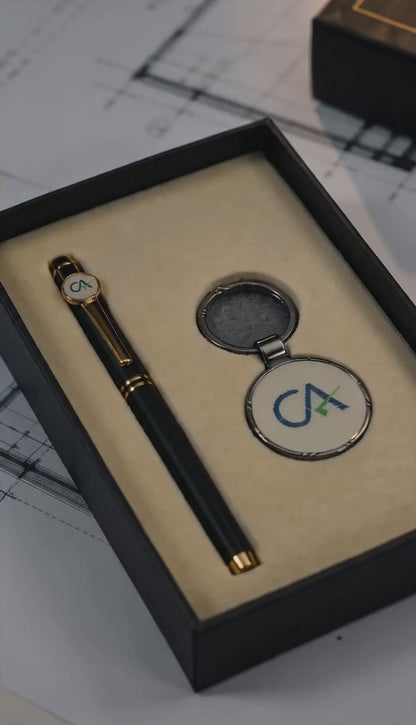 Premium Chartered Accountant Signature Pen Silver & Keychain