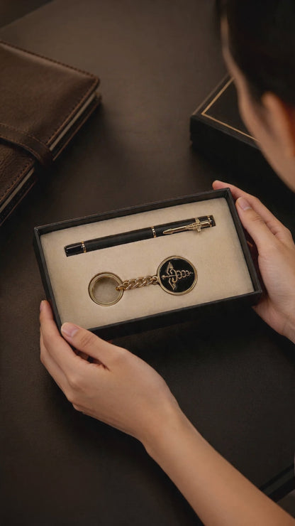 Premium Doctor Signature Pen Golden & Keychain